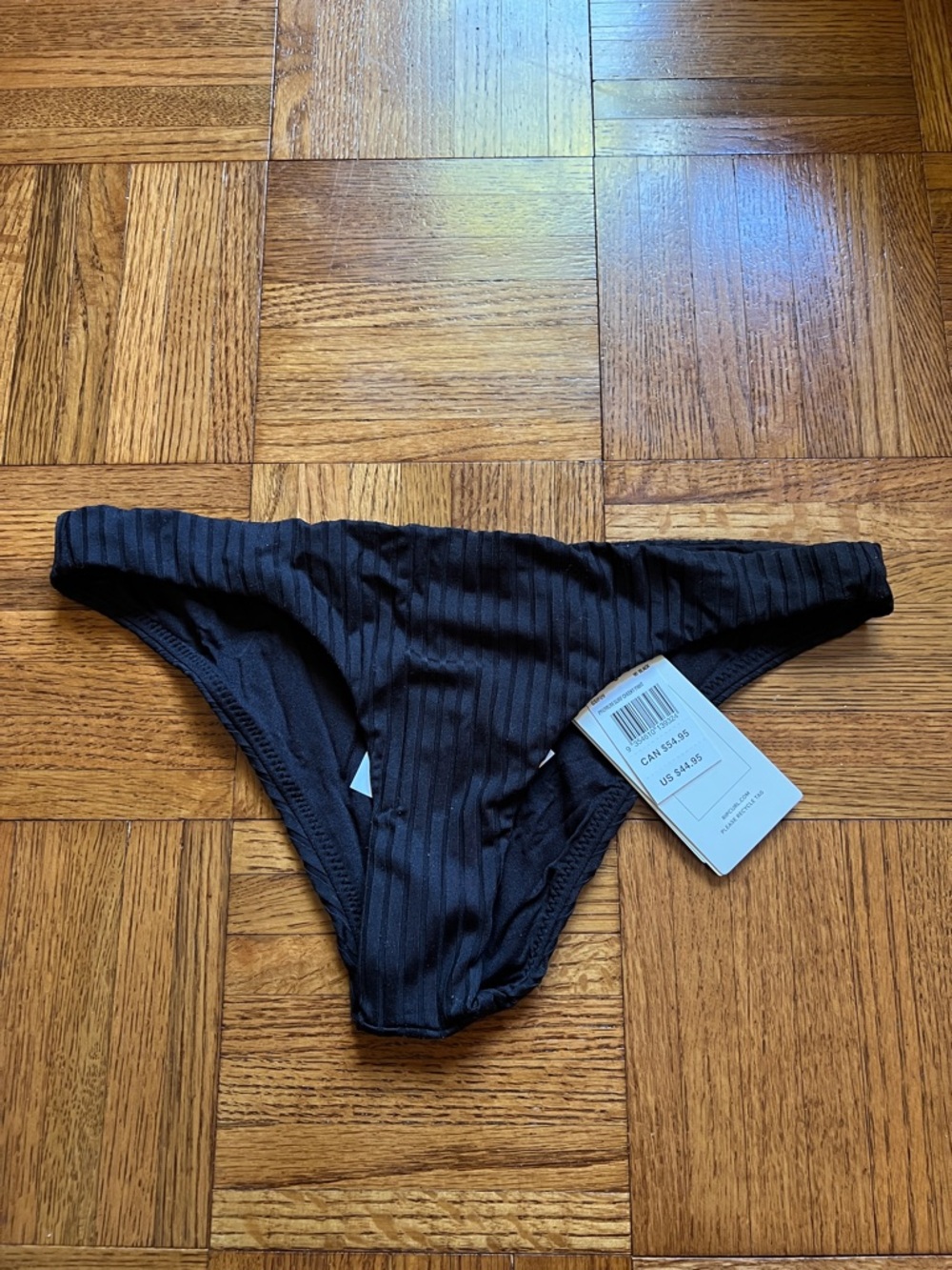 Rip Curl Premium Surf Cheeky Black Ribbed Bikini Bottom